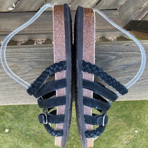 Muk Luks Terri Slide Sandals Black Suede Women 11 / 12 Strappy Flats  Slip On - Picture 6 of 14